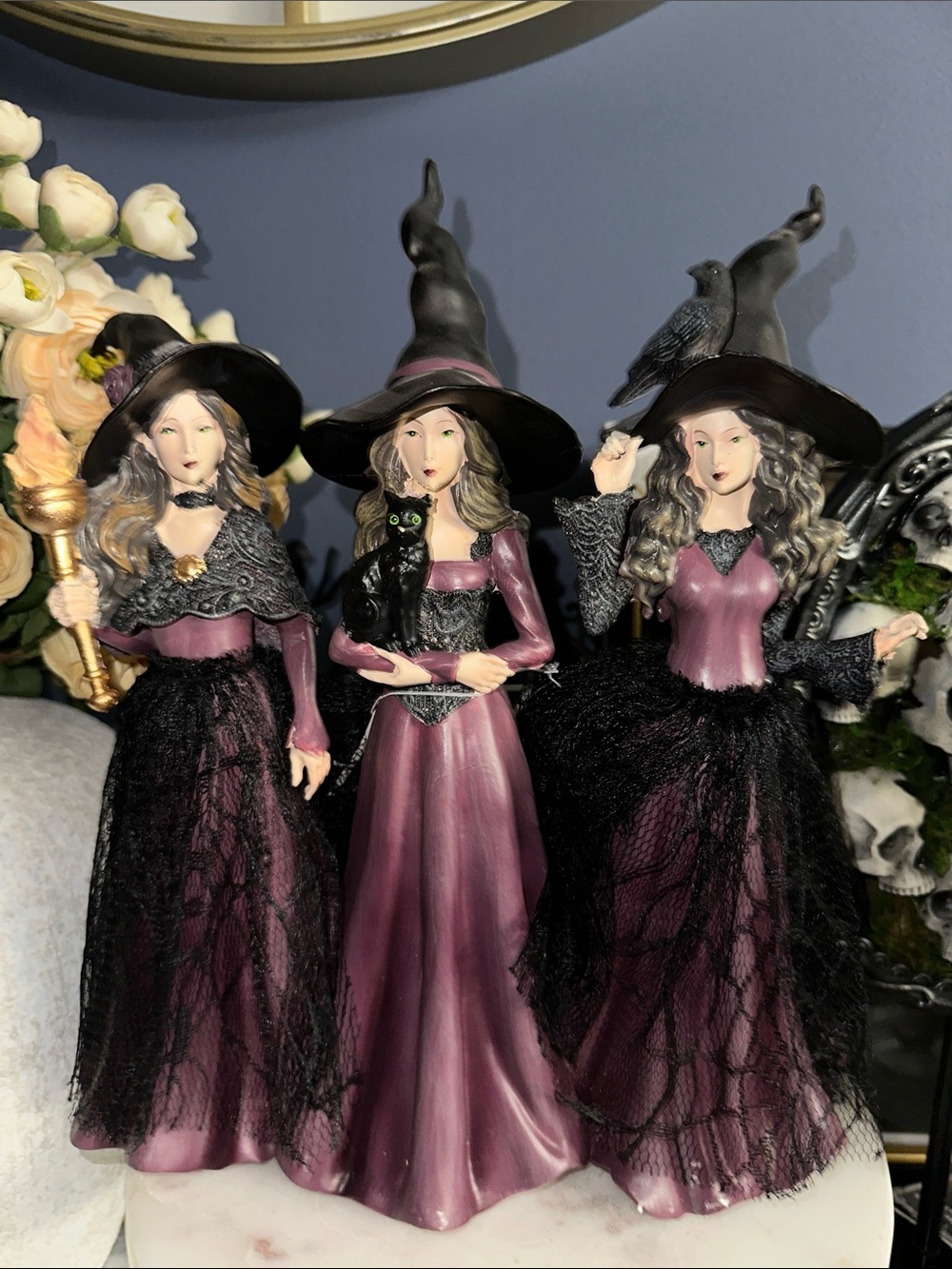 Halloween Purple Witch  Trio figurine Home Accent